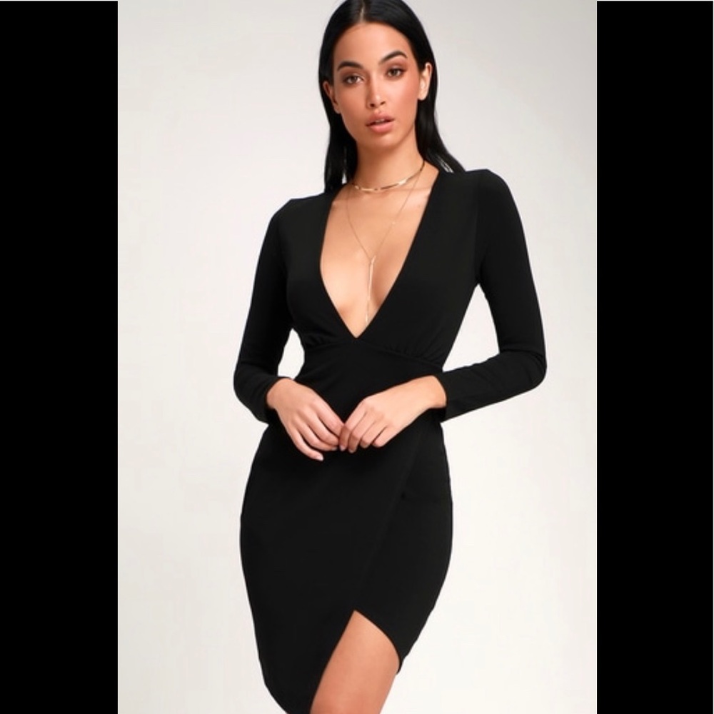 Lulu’s Make It Hot Black Longsleeve Bodycon Dress